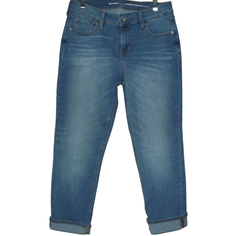 Old Navy Jeans Womens 6 x26" Boyfriend Straight Droit Mid Rise Stretch Crop blue